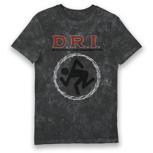 Dirty Rotten Imbeciles Barbed Wire Band Logo T-Shirt Snow Wash