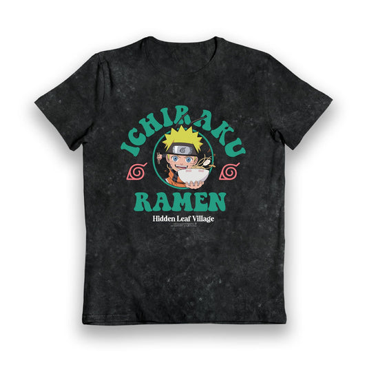 Naruto Ramen Leaf Village Black Snow Wash Kids T-Shirt