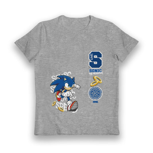 Sonic The Hedgehog Go Rings Grey Marl Kids T-Shirt