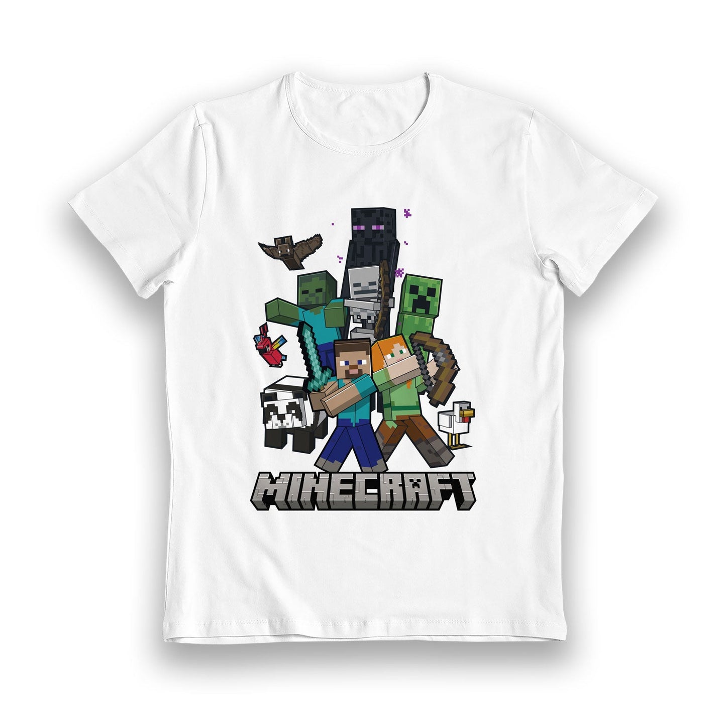 Minecraft Characters Tower White Kids T-Shirt