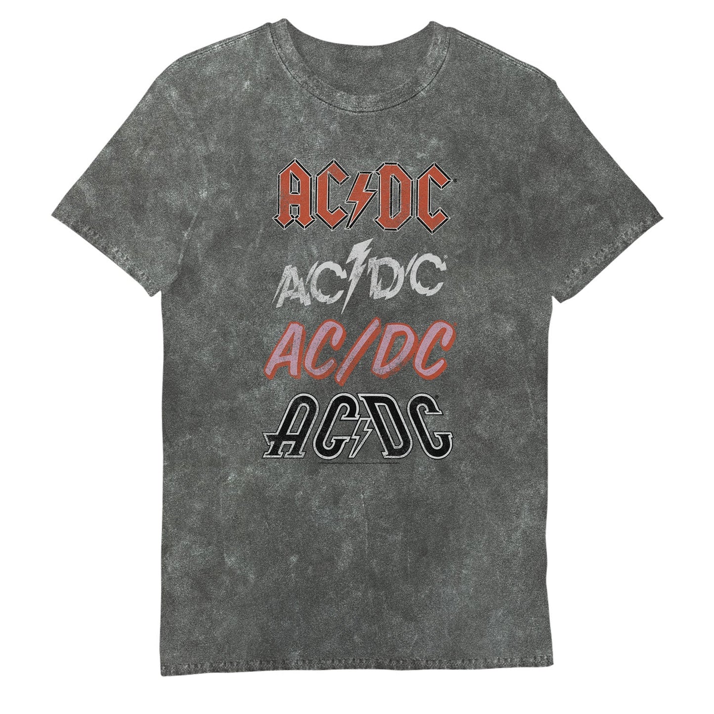 AC DC Logo Grey Snow Wash Printed Music T-Shirt