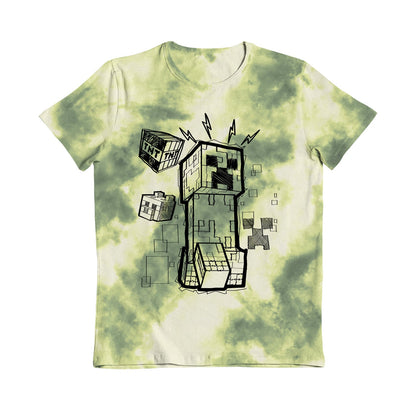 Minecraft Creeper Sketch Tie Dye Kids T-Shirt