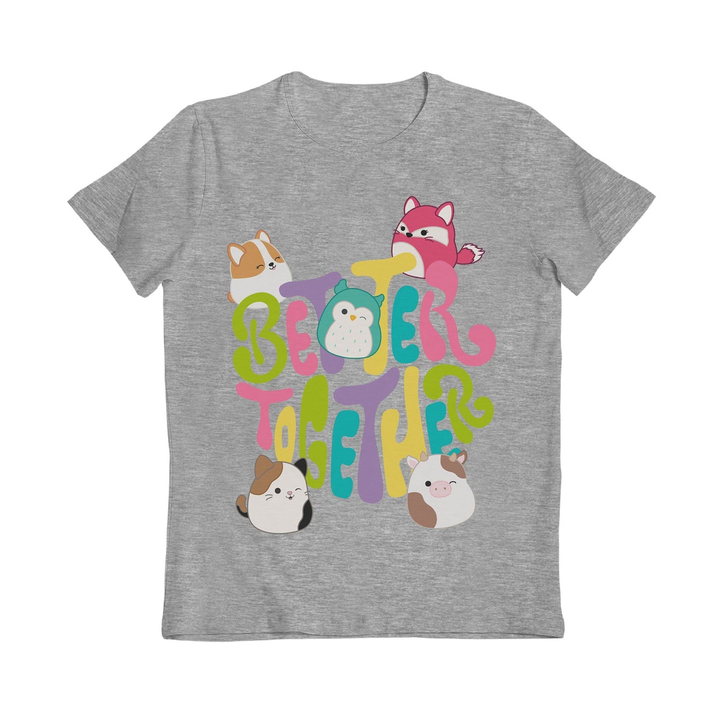 Squishmallows Better Together Grey Marl Kids T-Shirt