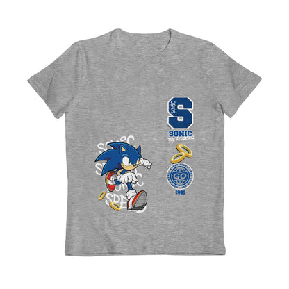 Sonic The Hedgehog Go Rings Grey Marl Kids T-Shirt