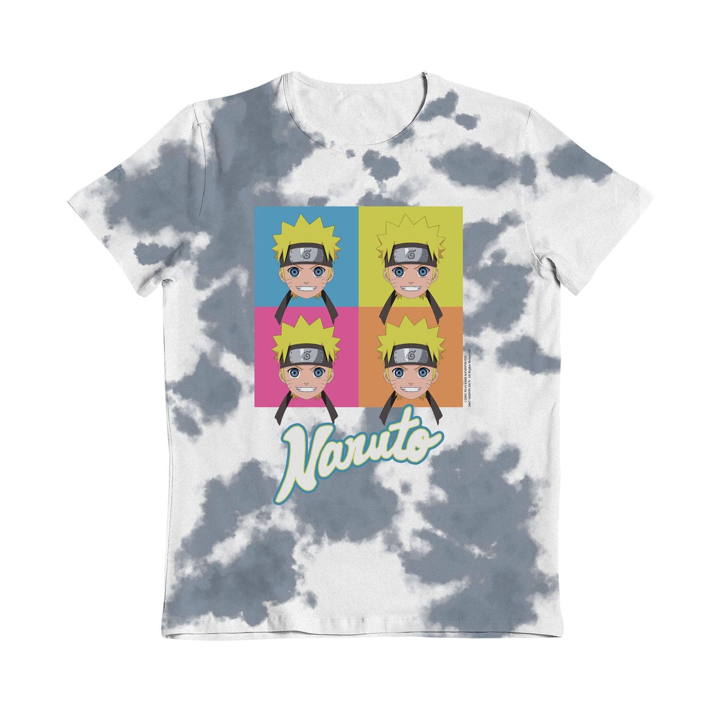 Naruto Faces Tie Dye Blue & White Kids T-Shirt