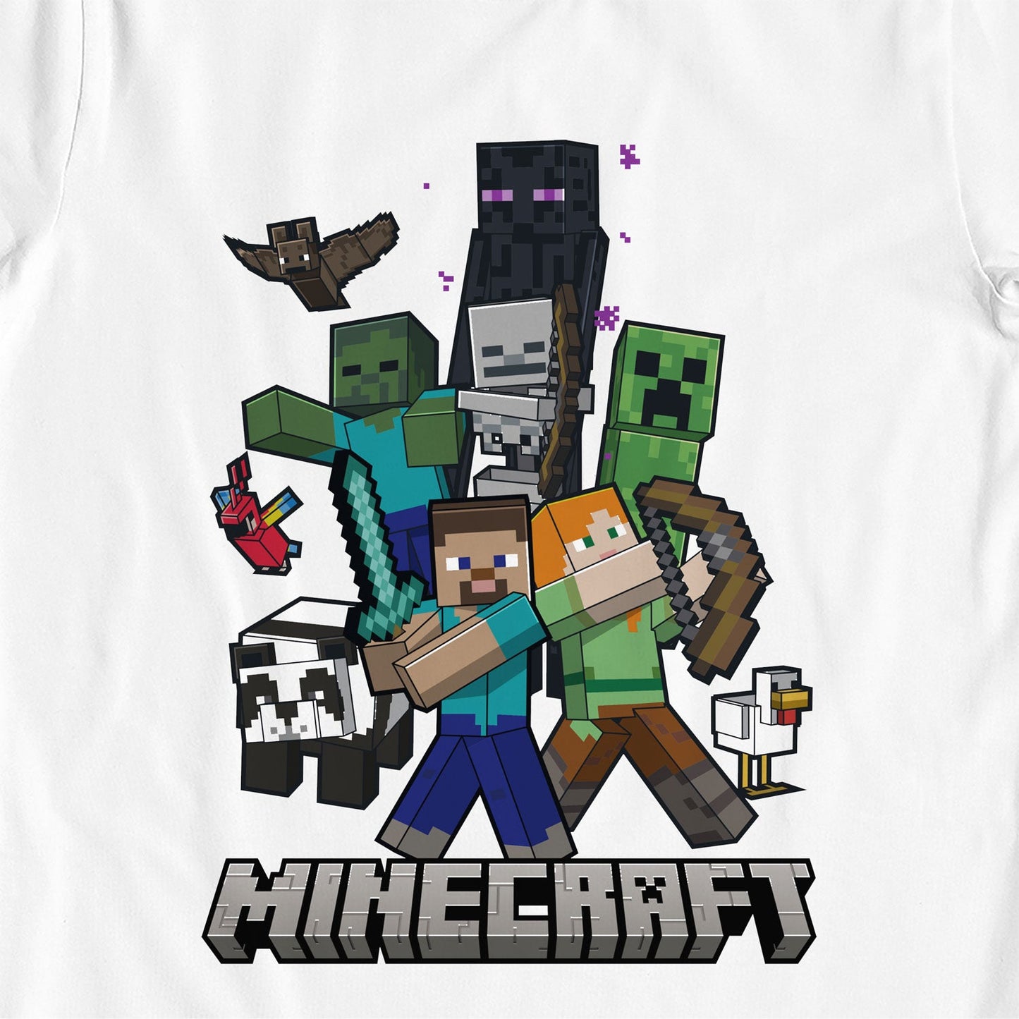 Minecraft Characters Tower White Kids T-Shirt