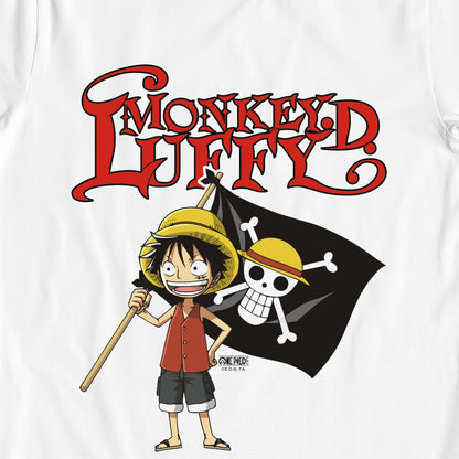 One Piece Monkey D Luffy Flag White Kids T-Shirt