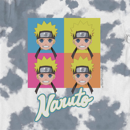 Naruto Faces Tie Dye Blue & White Kids T-Shirt