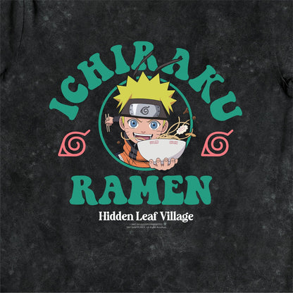 Naruto Ramen Leaf Village Black Snow Wash Kids T-Shirt