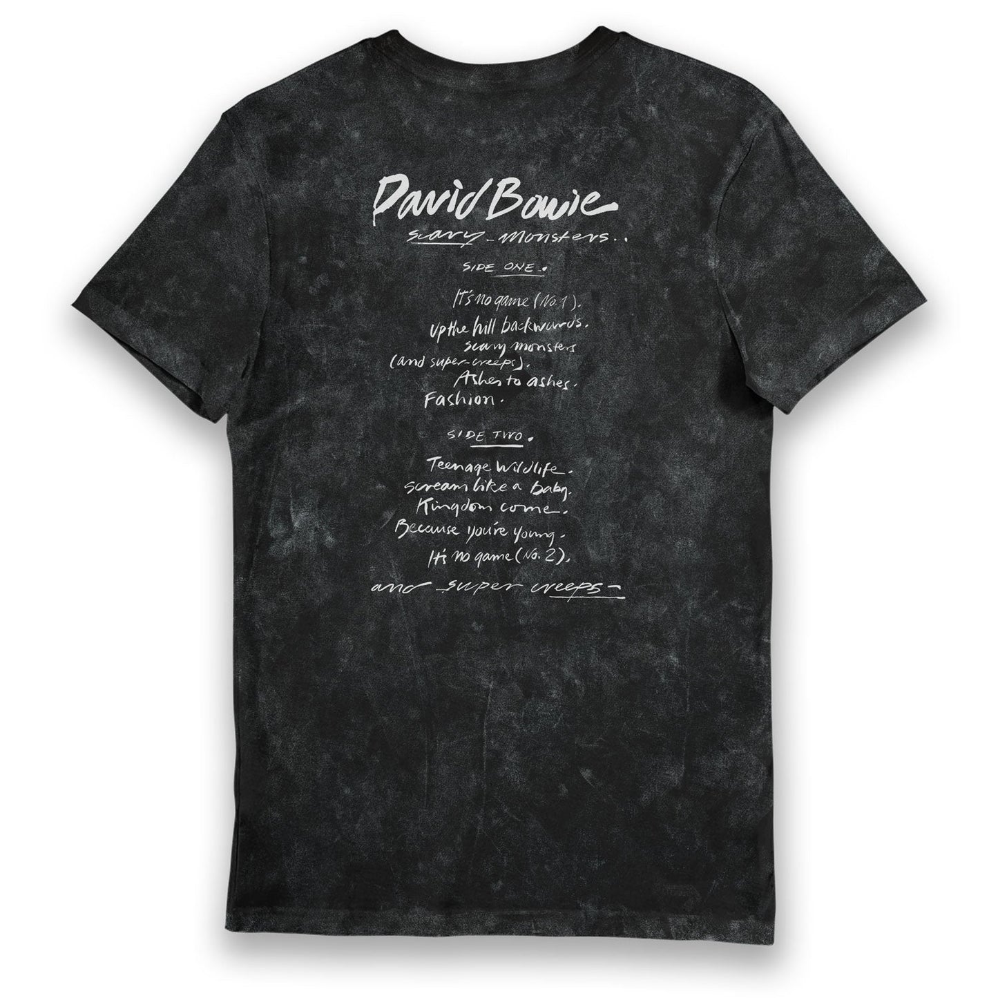 David Bowie Handwritten Black Snow Wash Printed Music T-Shirt