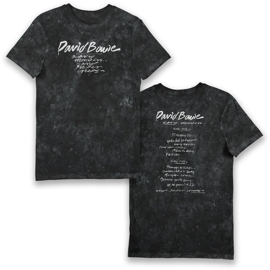 David Bowie Handwritten Black Snow Wash Printed Music T-Shirt