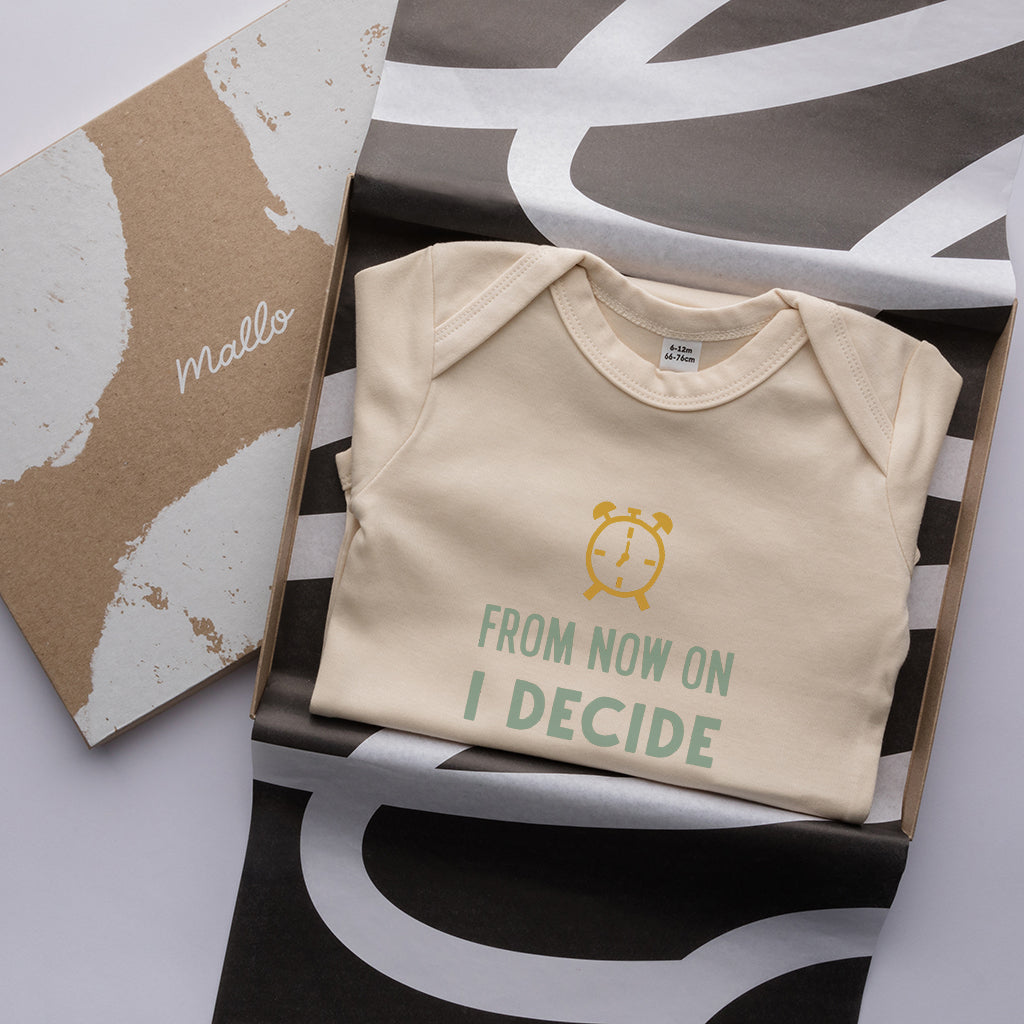 Organic Cotton 'From Now On I Decide When We Get Up' Baby Grow