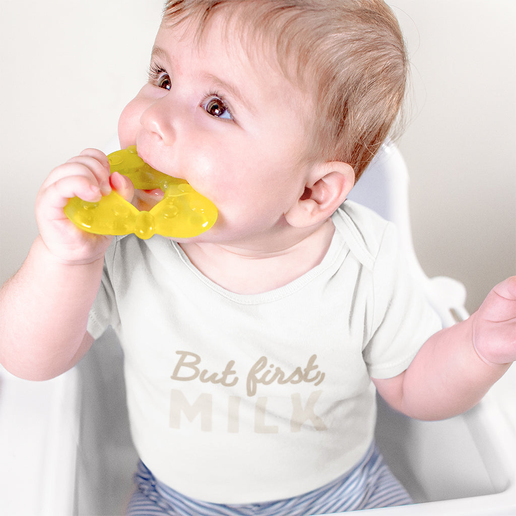 Organic Cotton 'But First Milk' Baby Grow