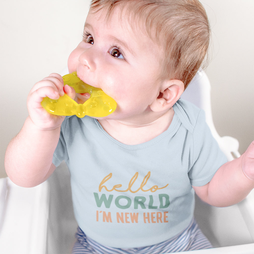 Organic Cotton 'Hello World, I’m New Here' Baby Grow