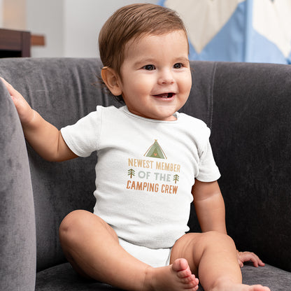 Organic Cotton 'Newest Member Of The Camping Crew' Baby Grow