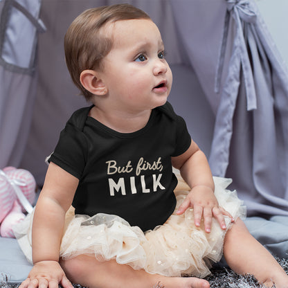 Organic Cotton 'But First Milk' Baby Grow