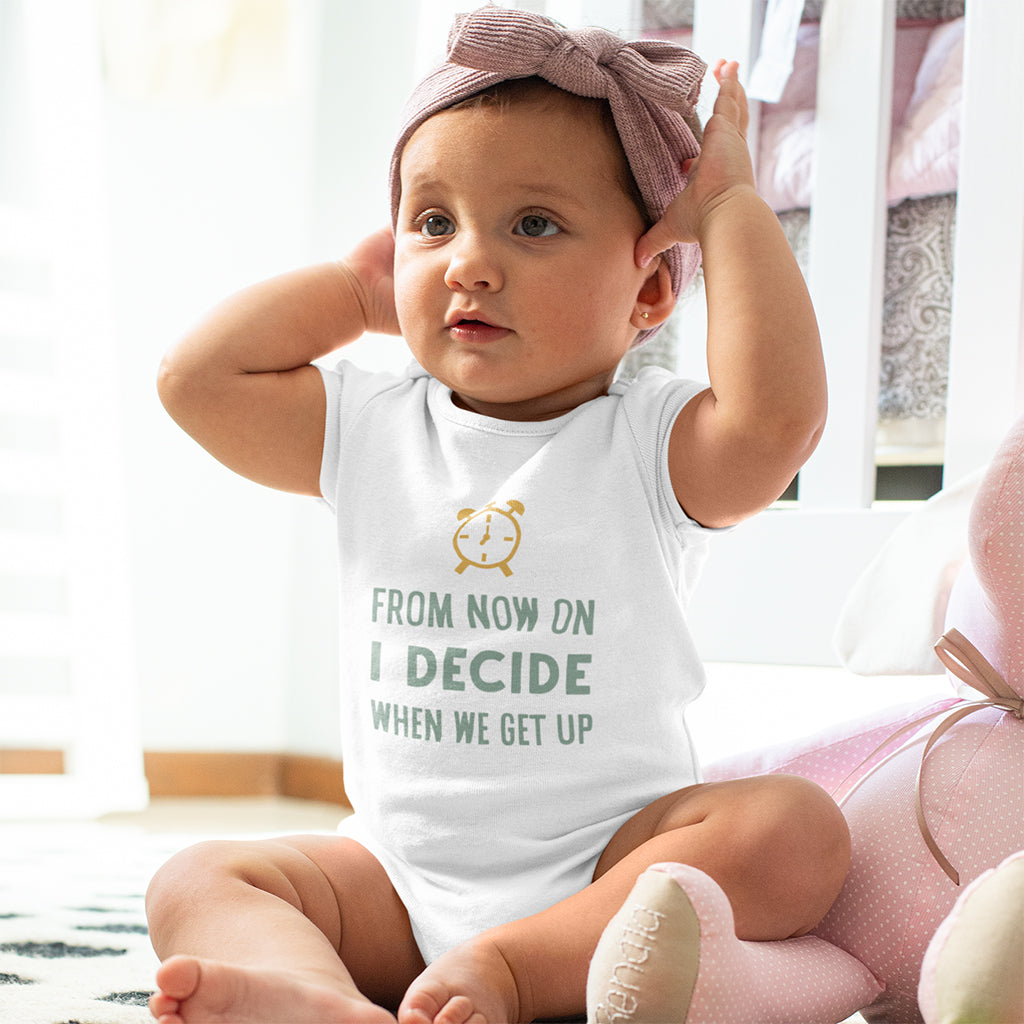 Organic Cotton 'From Now On I Decide When We Get Up' Baby Grow