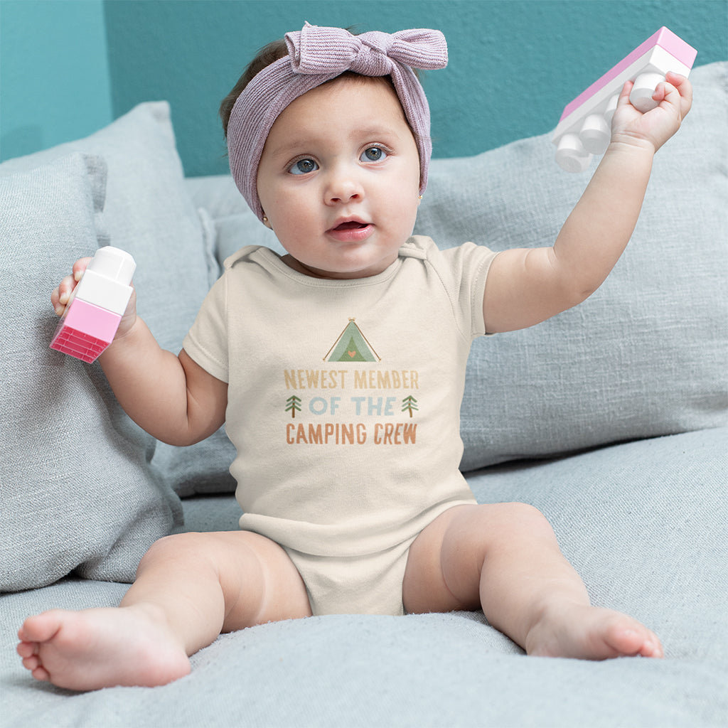 Organic Cotton 'Newest Member Of The Camping Crew' Baby Grow