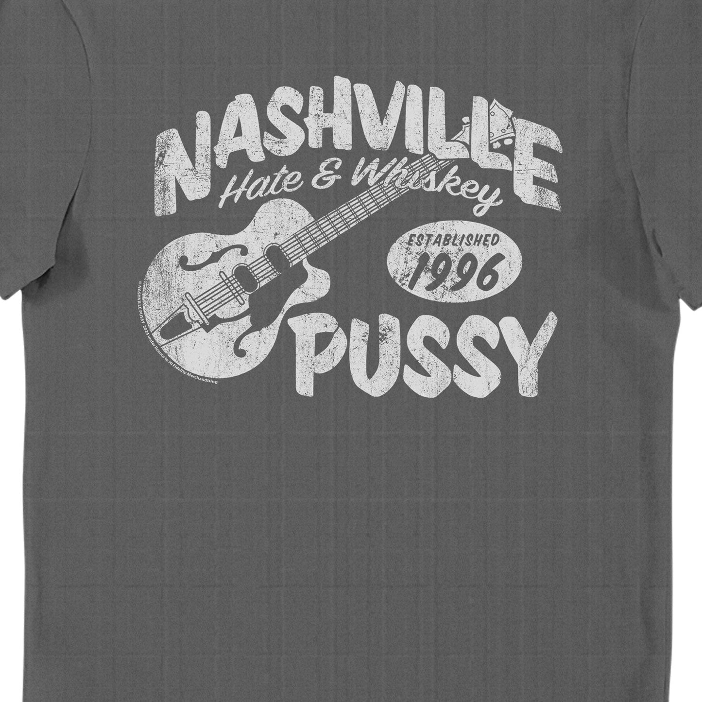 Nashville Pussy Hate & Whiskey Adults Overdye Black Oyster T-Shirt