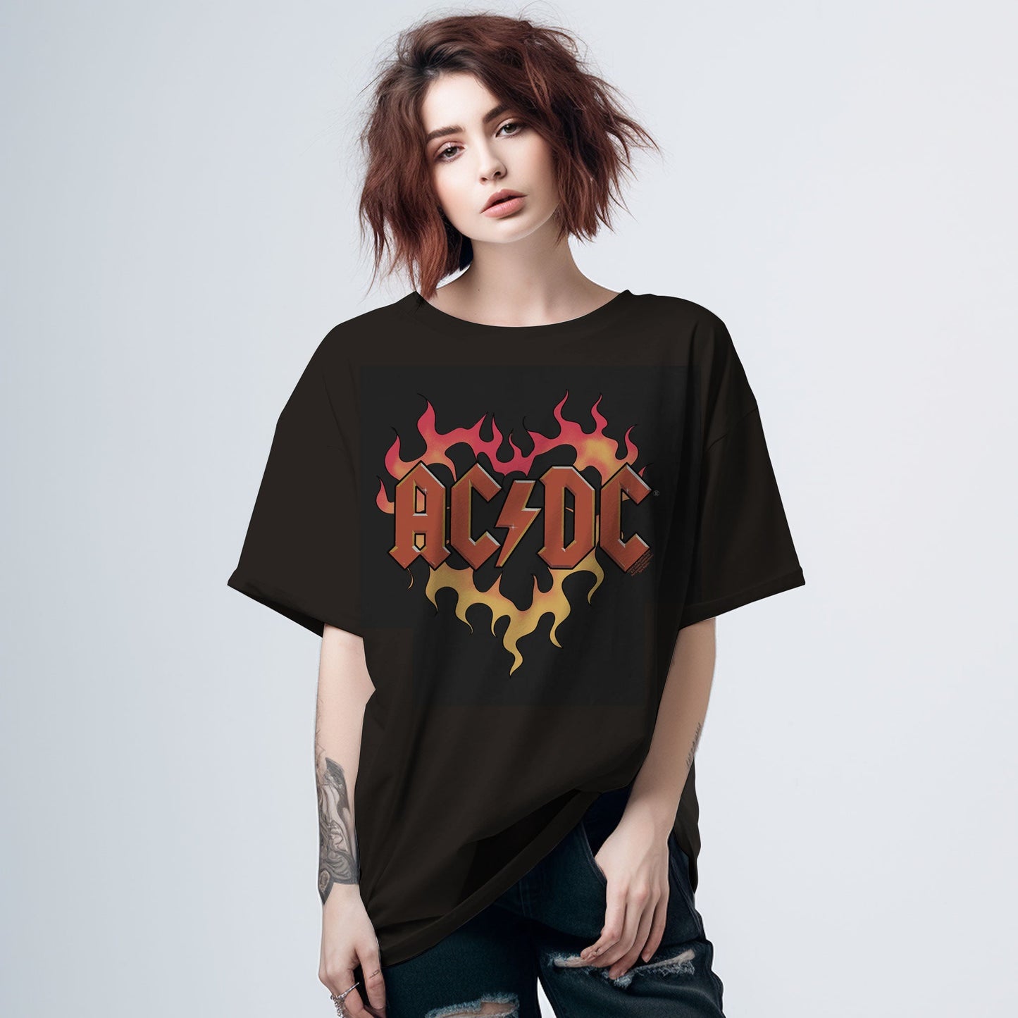 AC DC Black Flame Printed Music T-Shirt