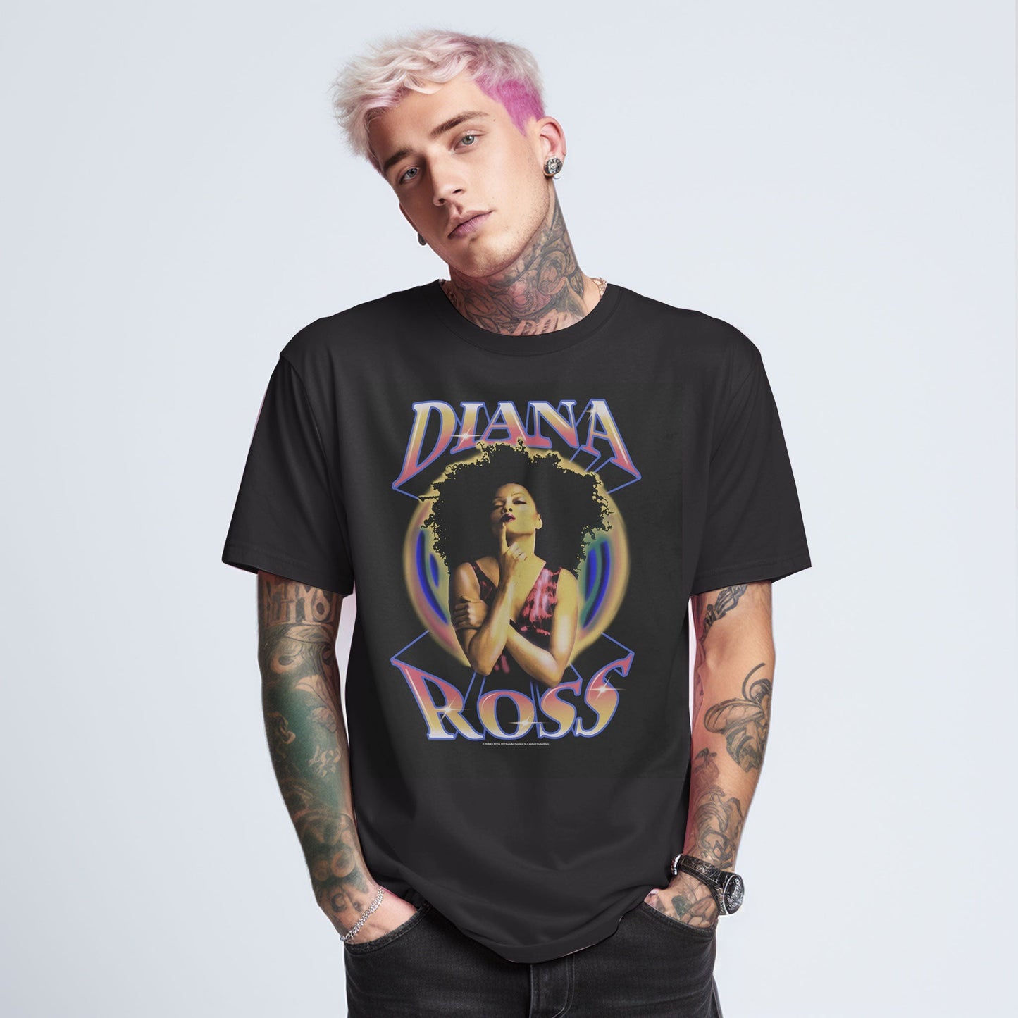 Diana Ross 80's Black Printed Music T-Shirt