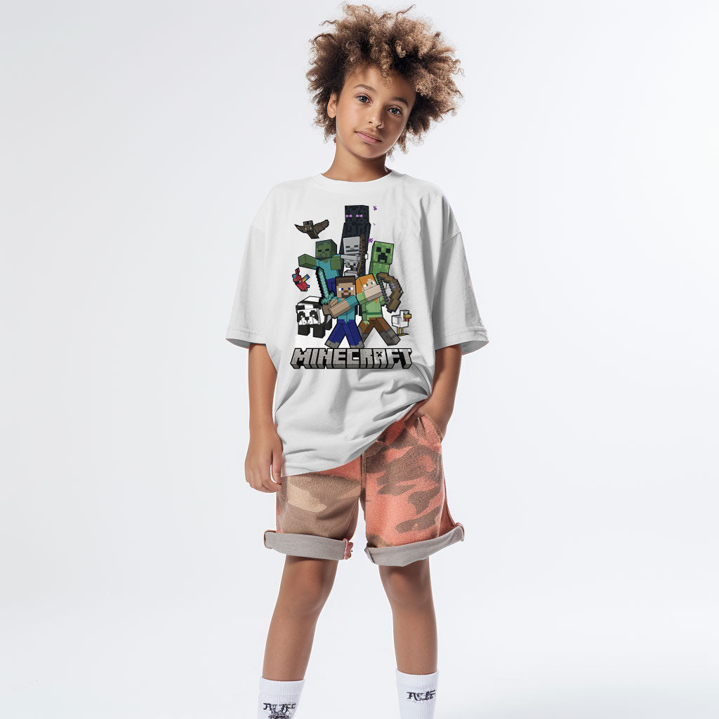 Minecraft Characters Tower White Kids T-Shirt