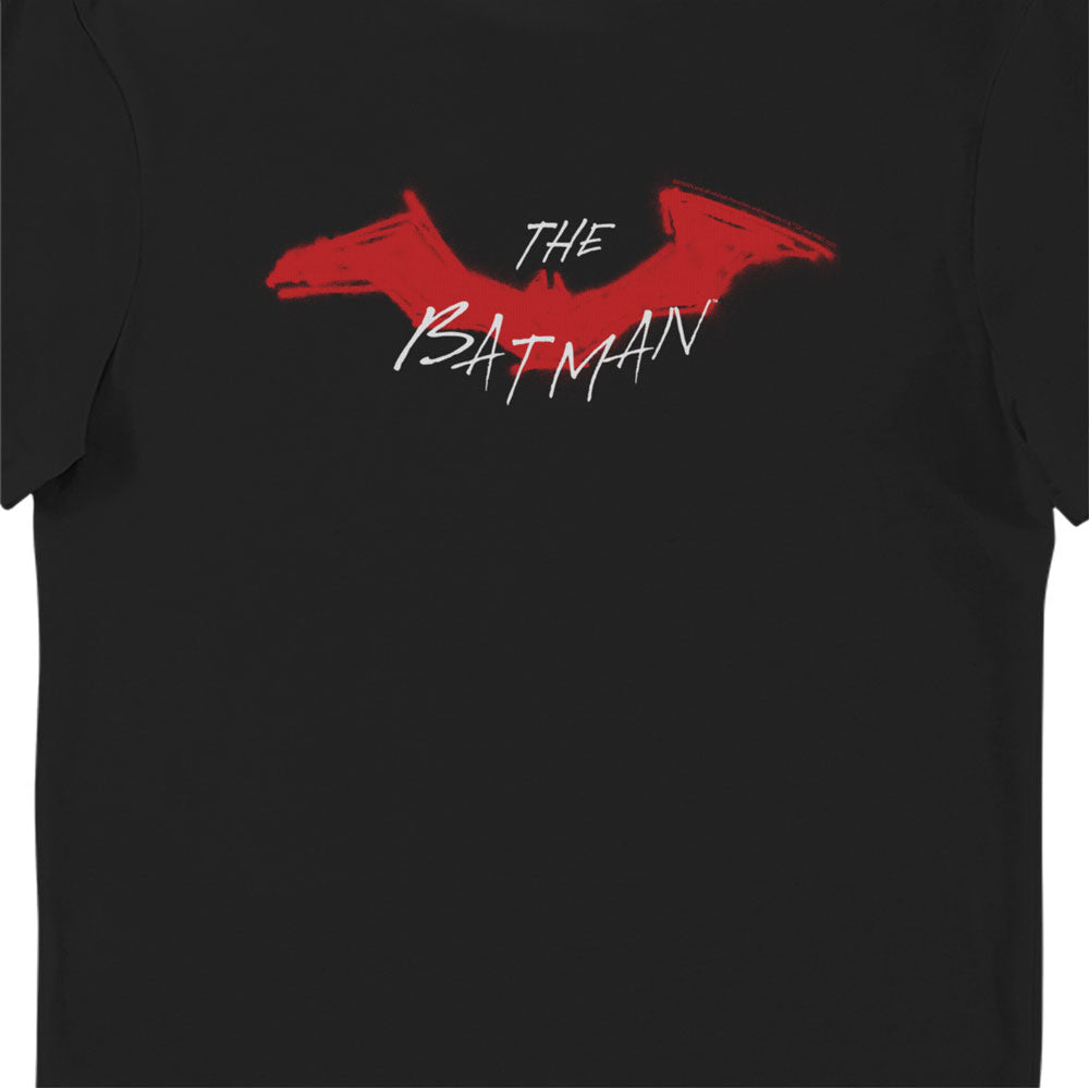 The Batman Movie Red Graffiti Spray Logo Adults T-Shirt