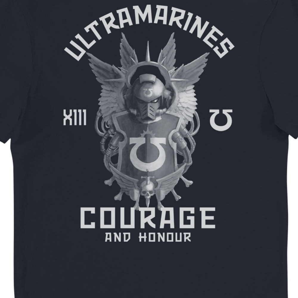 Warhammer 40,000 Ultramarines Courage And Honour Navy Adults T-Shirt