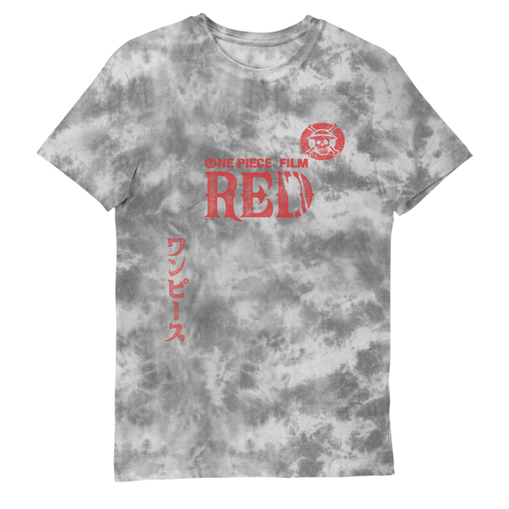 One Piece Red Grey Tie Dye Adults T-Shirt