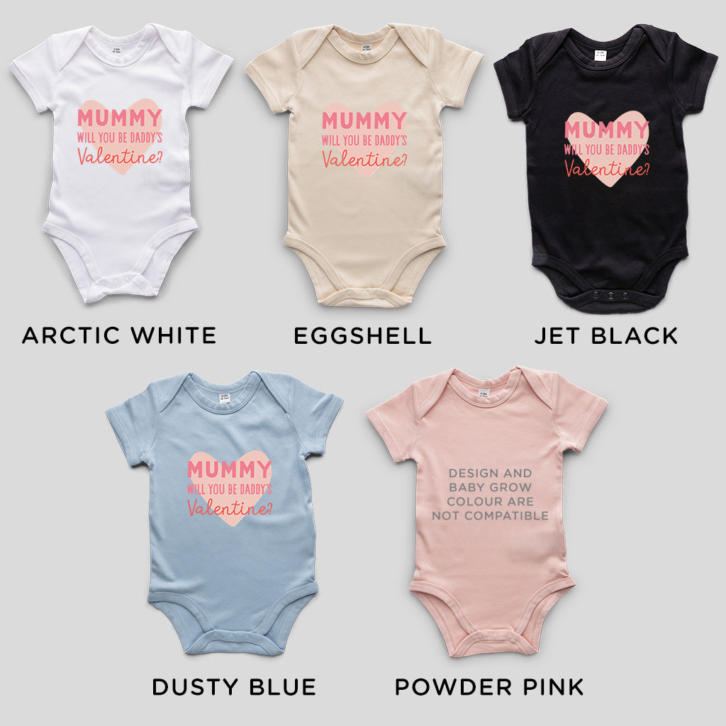 Organic Cotton 'Mummy Will You Be Daddy’s Valentine' Baby Grow