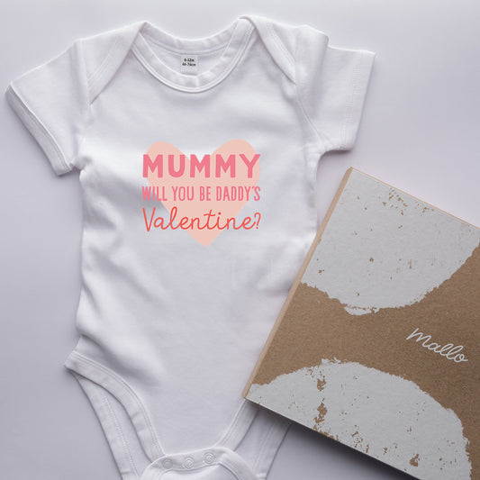 Organic Cotton 'Mummy Will You Be Daddy’s Valentine' Baby Grow