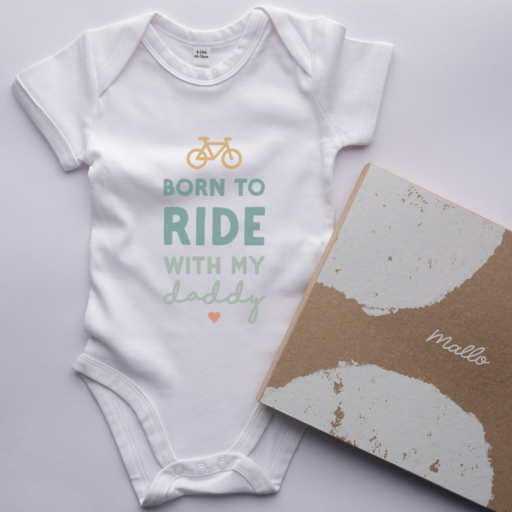 Organic Cotton 'Born To Ride With My Daddy' Baby Grow