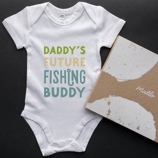 Organic Cotton 'Daddy's Future Fishing Buddy' Baby Grow