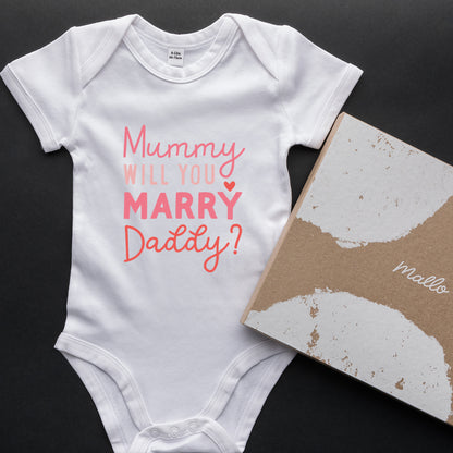 Organic Cotton 'Mummy Will You Marry Daddy' Baby Grow