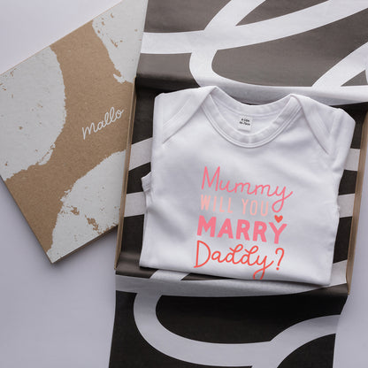 Organic Cotton 'Mummy Will You Marry Daddy' Baby Grow