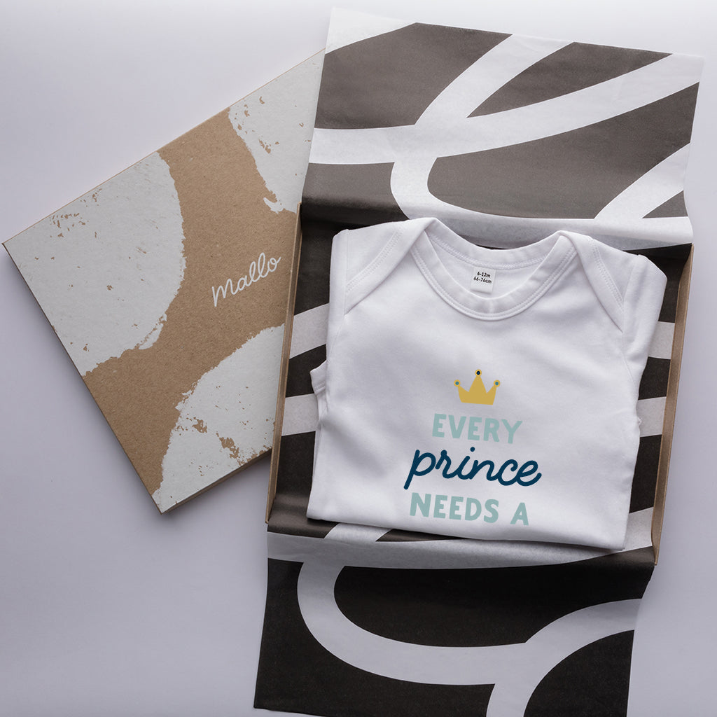 Organic Cotton 'Every Prince Needs A Fairy Godmother' Baby Grow