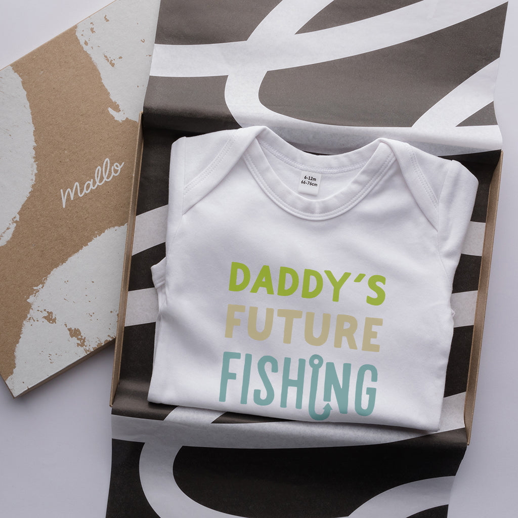 Organic Cotton 'Daddy's Future Fishing Buddy' Baby Grow