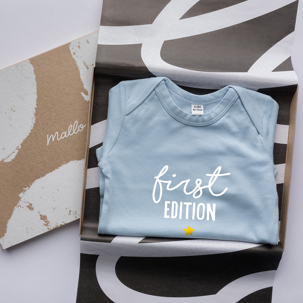 Organic Cotton 'First Edition' Baby Onesie