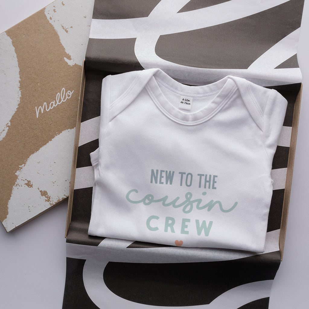 Organic Cotton ‘New To The Cousin Crew’ Baby Grow