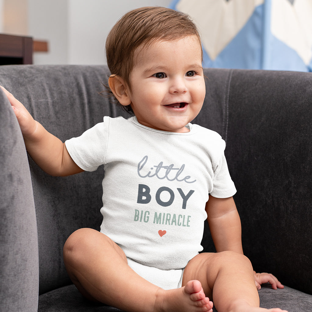 Organic Cotton 'Little Boy Big Miracle' Baby Grow