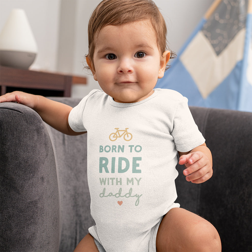 Organic Cotton 'Born To Ride With My Daddy' Baby Grow
