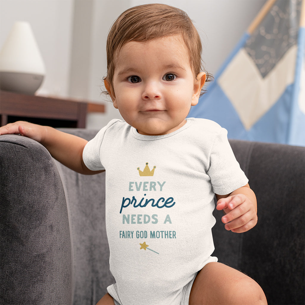 Organic Cotton 'Every Prince Needs A Fairy Godmother' Baby Grow