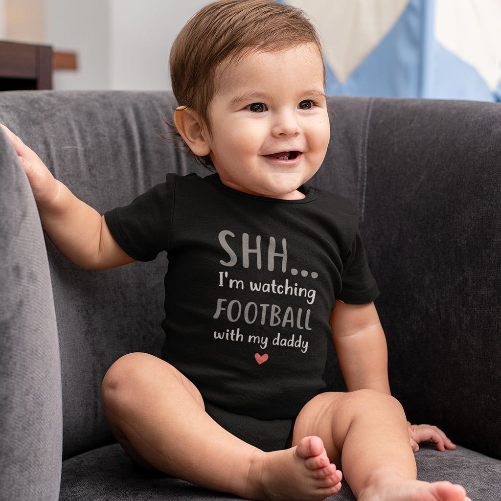 Organic Cotton 'Shh… I’m Watching the Football with my Daddy' Baby Grow