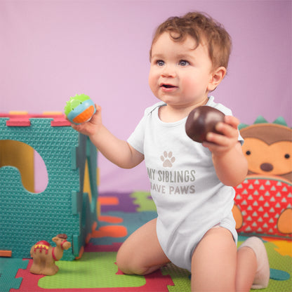 Organic Cotton 'My Siblings have Paws' Baby Grow