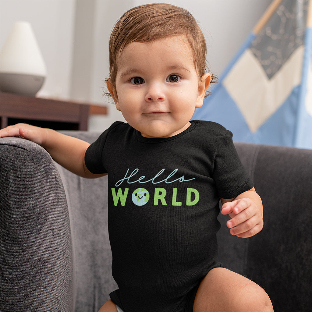 Organic Cotton 'Hello World' Baby Grow