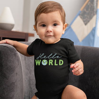 Organic Cotton 'Hello World' Baby Grow
