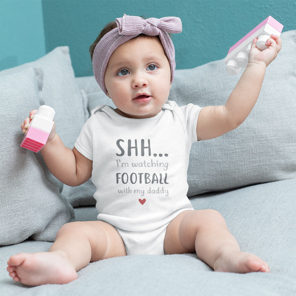 Organic Cotton 'Shh… I’m Watching the Football with my Daddy' Baby Grow