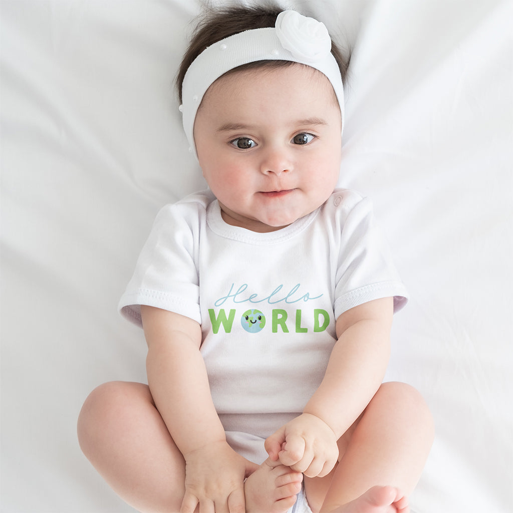 Organic Cotton 'Hello World' Baby Grow
