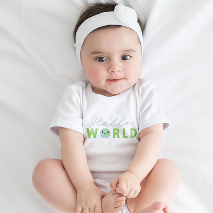 Organic Cotton 'Hello World' Baby Grow