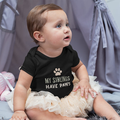 Organic Cotton 'My Siblings have Paws' Baby Grow